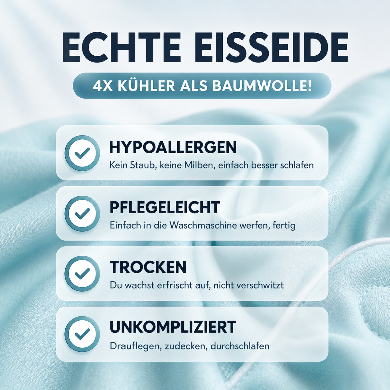 Kühlklar Decke™ - Die kühlende Sommerdecke für erholsame Nächte ohne Hitzestau.